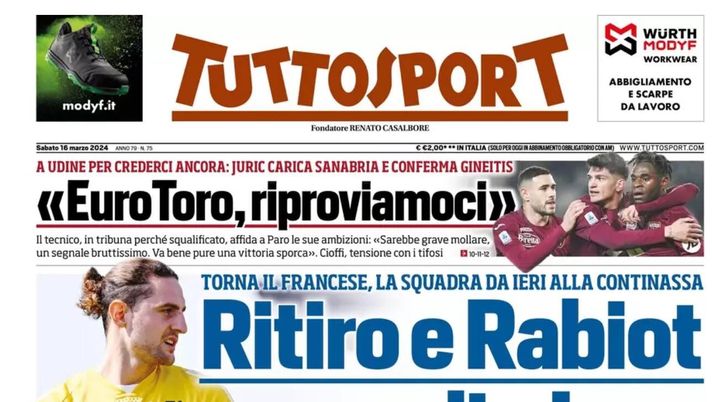 PRIMA PAGINA TUTTOSPORT OGGI