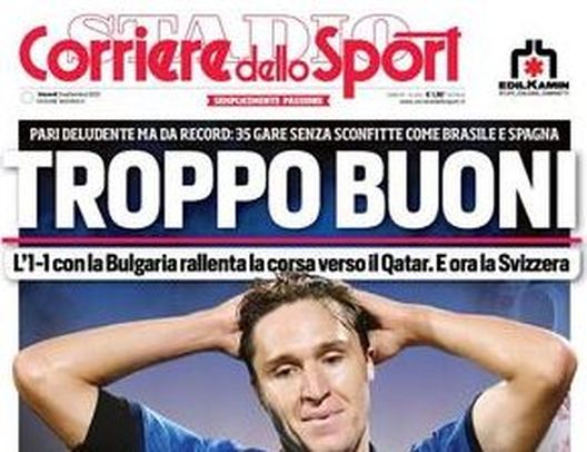 Prima Pagina, Corriere dello Sport: “Pari deludente ma da record” Prima Pagina, Corriere dello Sport: “Pari deludente ma da record”