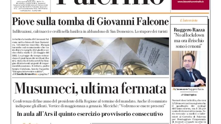 Prima Pagina, La Repubblica-Palermo: “Piove sulla tomba di Giovanni Falcone” - immagine 1