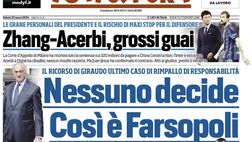 PRIMA PAGINA TUTTOSPORT OGGI: “Zhang-Acerbi, grossi guai”