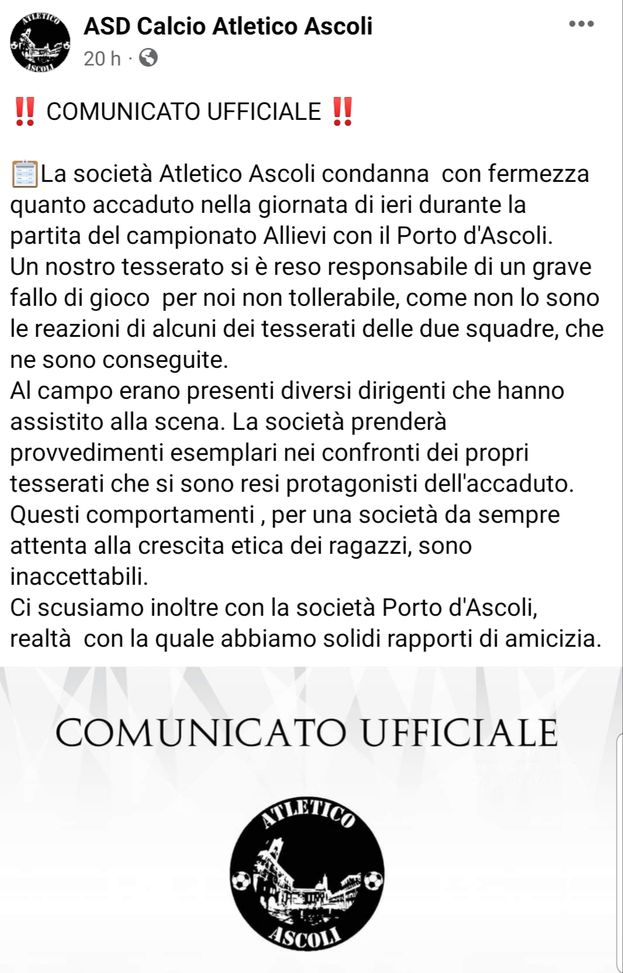 Ascoli, rissa nel derby giovanile: uno dei due club “incolpa” i propri tesserati- immagine 3