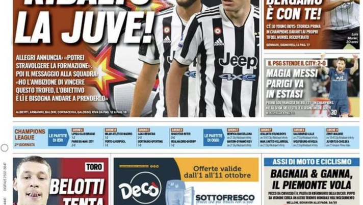 Prima Pagina, Tuttosport: “Allegri ribalta la Juve. Gasp vai Dea, Inter serve di più” Prima Pagina, Tuttosport: “Allegri ribalta la Juve. Gasp vai Dea, Inter serve di più”