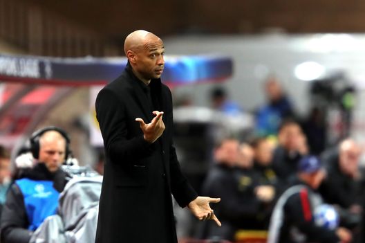 MONACO - DECEMBER 11: Thierry Henry, Manager of Monaco reacts during the UEFA Champions League Group A match between AS Monaco and Borussia Dortmund at Stade Louis II on December 11, 2018 in Monaco, Monaco. (Photo by Alexander Hassenstein/Bongarts/Getty Images) MONACO - DECEMBER 11: Thierry Henry, Manager of Monaco reacts during the UEFA Champions League Group A match between AS Monaco and Borussia Dortmund at Stade Louis II on December 11, 2018 in Monaco, Monaco. (Photo by Alexander Hassenstein/Bongarts/Getty Images)