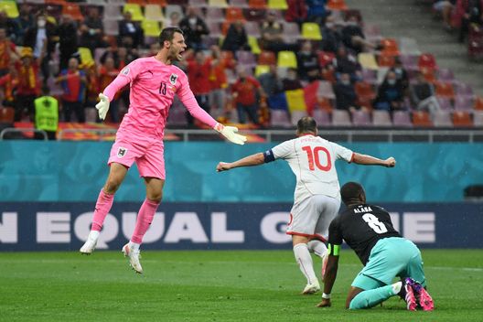 BUCHAREST, ROMANIA - JUNE 13: Daniel Bachmann of Austria reacts after conceding a goal scored by Goran Pandev of North Macedonia during the UEFA Euro 2020 Championship Group C match between Austria and North Macedonia at National Arena Bucharest on June 13, 2021 in Bucharest, Romania. (Photo by Daniel Mihailescu - Pool/Getty Images) BUCHAREST, ROMANIA - JUNE 13: Daniel Bachmann of Austria reacts after conceding a goal scored by Goran Pandev of North Macedonia during the UEFA Euro 2020 Championship Group C match between Austria and North Macedonia at National Arena Bucharest on June 13, 2021 in Bucharest, Romania. (Photo by Daniel Mihailescu - Pool/Getty Images)