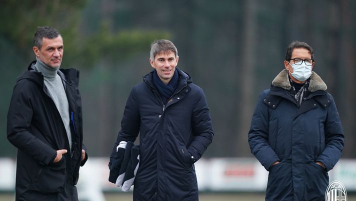 Fabio Capello, Paolo Maldini e Frederic Massara a Milanello (acmilan.com) 