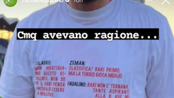 Bari, Pucino festeggia la B con una maglia sfottò: quelle parole di Baldini…