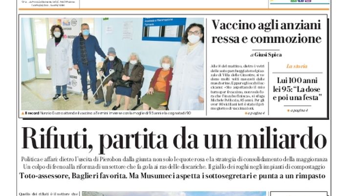 Prima Pagina, La Repubblica-Palermo: “Rifiuti, partita da un miliardo. Toto-assessore, Baglieri favorita“ 