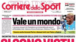 PRIMA PAGINA CORRIERE DELLO SPORT OGGI: “A Barcellona il Napoli si gioca un doppio futuro”