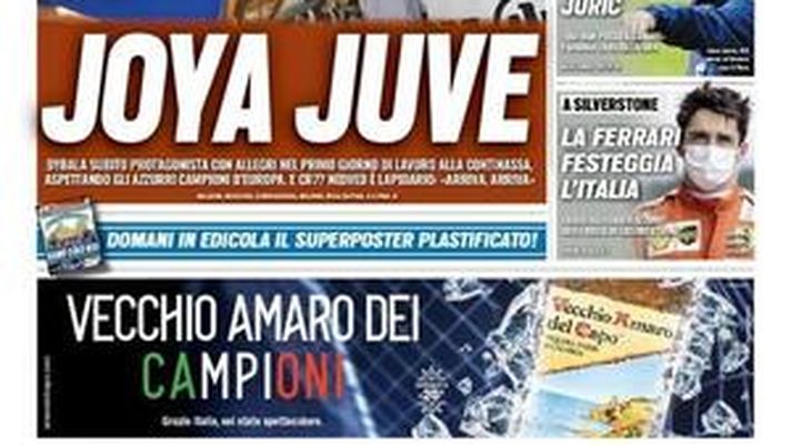 Prima Pagina, Tuttosport: “Joya Juve. Italia-Argentina nel nome di Diego” Prima Pagina, Tuttosport: “Joya Juve. Italia-Argentina nel nome di Diego”