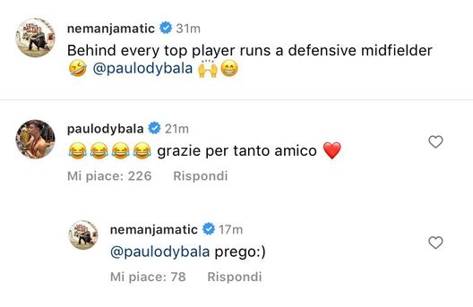 Matic scherza con Dybala: “Dietro ogni top player c’è un centrocampista difensivo”- immagine 2