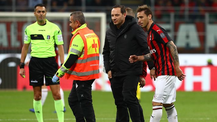 6 maggio 2019, Milan-Bologna 2-1: l'infortunio di Lucas Biglia (credits: GETTY Images)