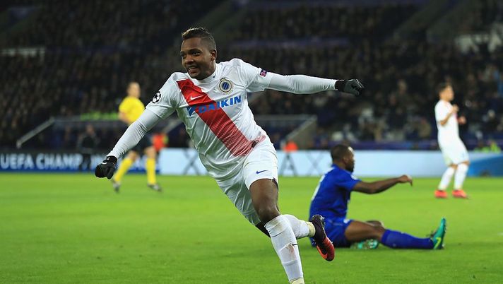 LEICESTER, ENGLAND - NOVEMBER 22:  Jose Izquierdo of Club Brugge celebrates scoring his sides first goal during the UEFA Champions League match between Leicester City FC and Club Brugge KV at The King Power Stadium on November 22, 2016 in Leicester, England.  (Photo by Richard Heathcote/Getty Images) 