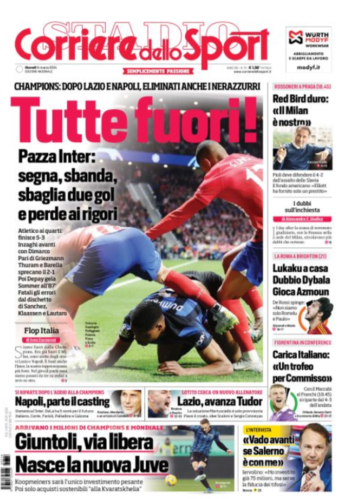La prima pagina de Il Corriere dello Sport 14/03/2024