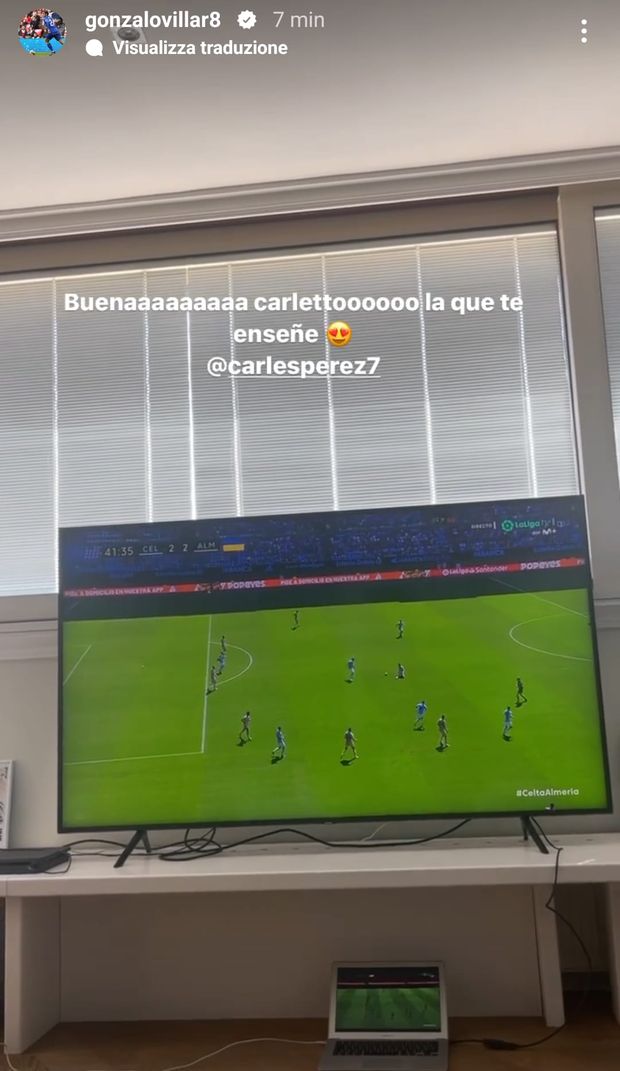 Roma, Villar esulta davanti alla tv al gol di Carles Perez: “Come ti ho insegnato”- immagine 2
