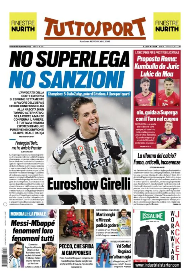 Prima Pagina Tuttosport: “No Superlega, No Sanzioni” - Pianeta Milan