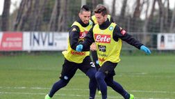 Allenamento pomeridiano per il Napoli a Castelvolturno. Gli azzurri preparano il match