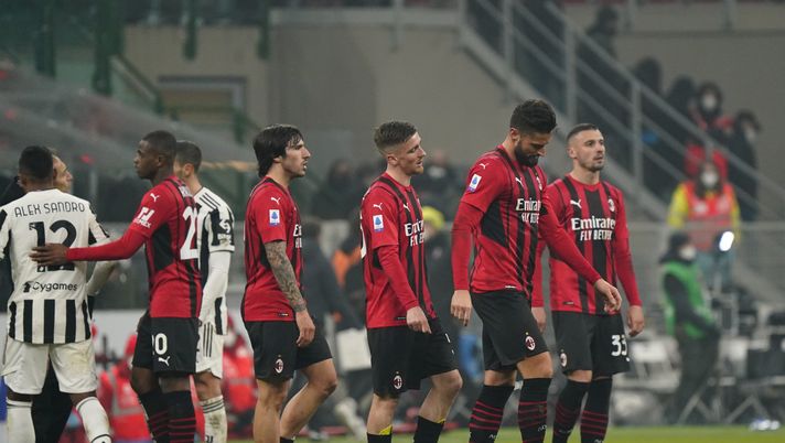 MILAN, ITALY - JANUARY 23: AC Milan players react at the end of the Serie A match between AC Milan and Juventus at Stadio Giuseppe Meazza on January 23, 2022 in Milan, Italy. (Photo by Pier Marco Tacca/AC Milan via Getty Images) Pagelle Milan – Juventus 0-0: a San Siro vince la noia! – Voti Fantacalcio - immagine 1