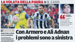 Messaggero Veneto: Con Armero e Alì Adnan i problemi sono a sinistra