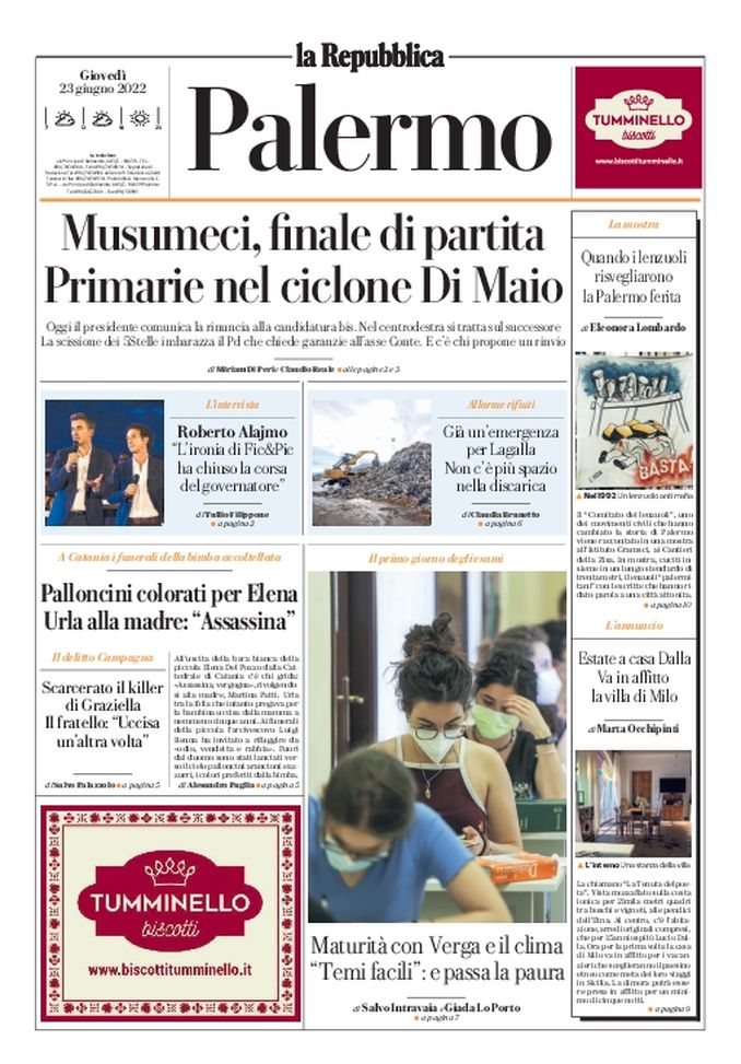 Prima Pagina, La Repubblica-Palermo: “Musumeci, finale di partita” - immagine 1
