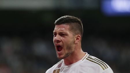 MADRID, SPAIN - SEPTEMBER 25: Luka Jovic of Real Madrid CF celebrates as he thinks he has scored, but goal was disallowed, during the Liga match between Real Madrid CF and CA Osasuna at Estadio Santiago Bernabeu on September 25, 2019 in Madrid, Spain. (Photo by Gonzalo Arroyo Moreno/Getty Images) Jovic