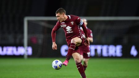 TURIN, ITALY - MAY 03: Andrea Belotti of Torino FC in action during the Serie A match between Torino FC and Parma Calcio at Stadio Olimpico di Torino on May 3, 2021 in Turin, Italy. (Photo by Valerio Pennicino/Getty Images)