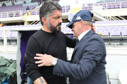 FLORENCE, ITALY - MAY 16: Giuseppe Iachini manager of ACF Fiorentina and Gennaro Gasttuso manager of SSC Napoli during the Serie A match between ACF Fiorentina and SSC Napoli at Stadio Artemio Franchi on May 16, 2021 in Florence, Italy. (Photo by Gabriele Maltinti/Getty Images) FLORENCE, ITALY - MAY 16: Giuseppe Iachini manager of ACF Fiorentina and Gennaro Gasttuso manager of SSC Napoli during the Serie A match between ACF Fiorentina and SSC Napoli at Stadio Artemio Franchi on May 16, 2021 in Florence, Italy. (Photo by Gabriele Maltinti/Getty Images)
