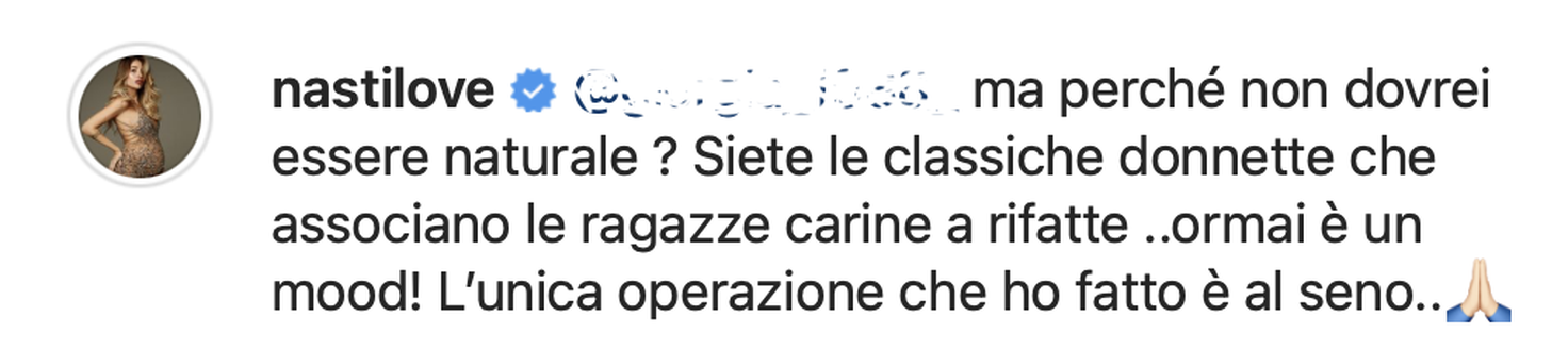 Chiara Nasti contro una hater: “Io rifatta? Solo il seno. Siete le classiche donnette che…”- immagine 2