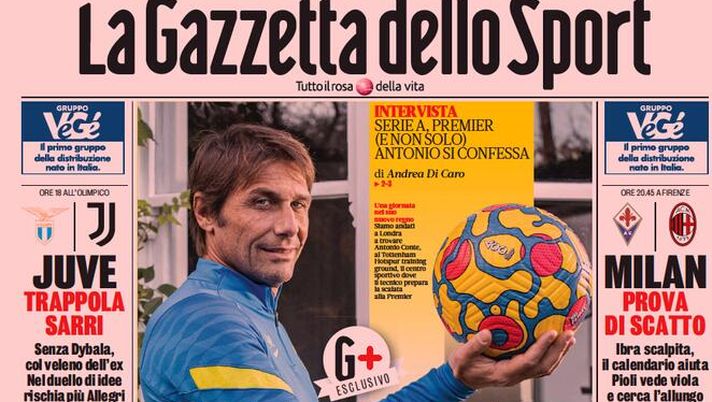 Prima Pagina, La Gazzetta dello Sport: “Juve trappola Sarri. Milan, prova di scatto” Prima Pagina