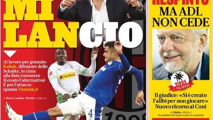 La Gazzetta dello Sport, la prima pagina di oggi, mercoledì 11 novembre 2020 