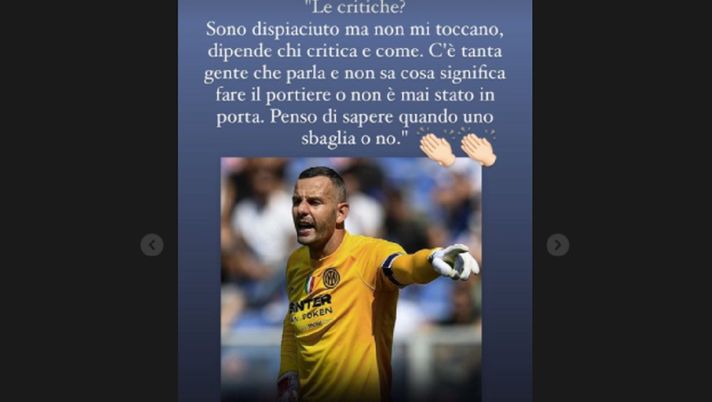 Pelagotti, applausi per Handanovic: la “stories” Instagram del portiere del Palermo 