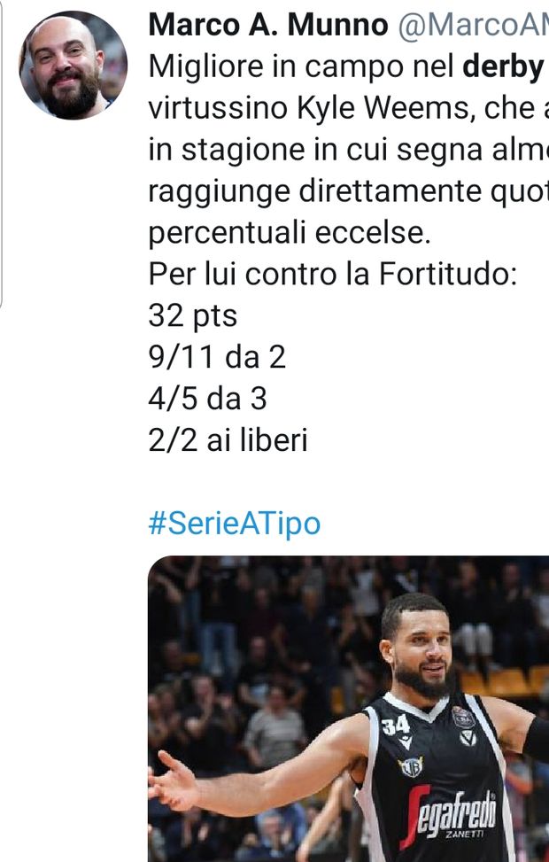 Anche Weems, non solo Teodosic... 