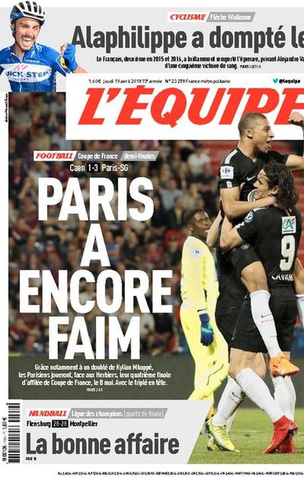 Prima Pagina, L’Équipe: “Parigi ha ancora fame. Quarta finale di coppa consecutiva per il PSG…” Prima Pagina, L’Équipe: “Parigi ha ancora fame. Quarta finale di coppa consecutiva per il PSG…”