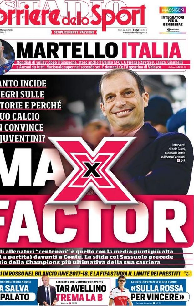 Prima Pagina, Corriere dello Sport: “Max Factor. DeLa salva lo Spalato. Tar Avellino, trema la B…” Prima Pagina, Corriere dello Sport: “Max Factor. DeLa salva lo Spalato. Tar Avellino, trema la B…”