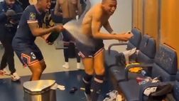 Psg campione di Francia: arriva la doccia di champagne per Mbappé (VIDEO)