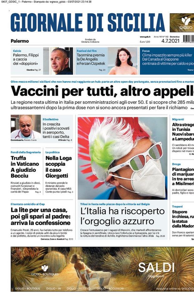 Prima Pagina, Giornale di Sicilia: “Palermo, Filippi a caccia dei ‘doppioni’” 