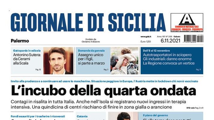 Prima Pagina, Giornale di Sicilia: “L’incubo della quarta ondata” - immagine 1