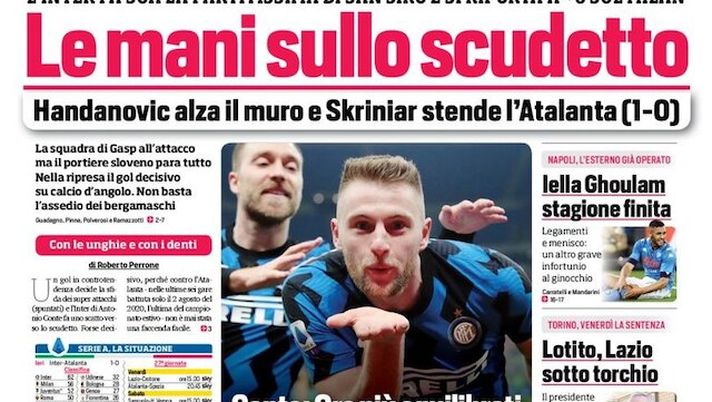 Prima Pagina, Corriere dello Sport: “Le mani sullo scudetto. Iella Ghoulam. Lotito, Lazio sotto torchio” 