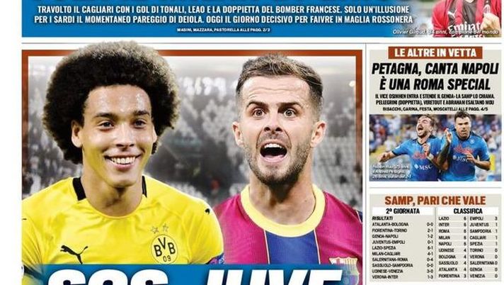 Prima Pagina, Tuttosport: “SOS Juve, Witsel o Pjanic. Vola il Milan di Giroud” 