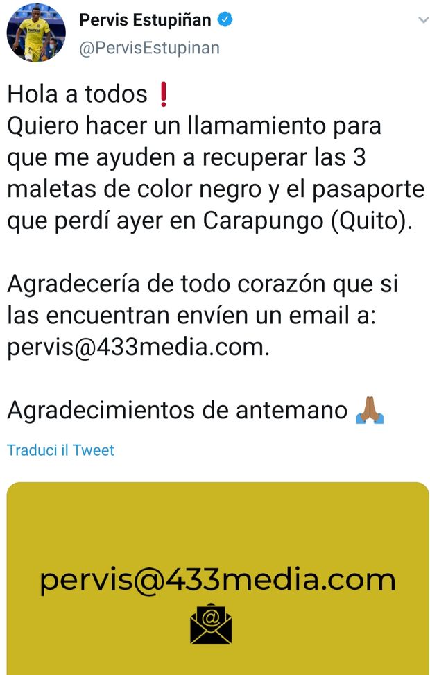 L'appello lanciato dal difensore ecuadoriano L'appello lanciato dal difensore ecuadoriano