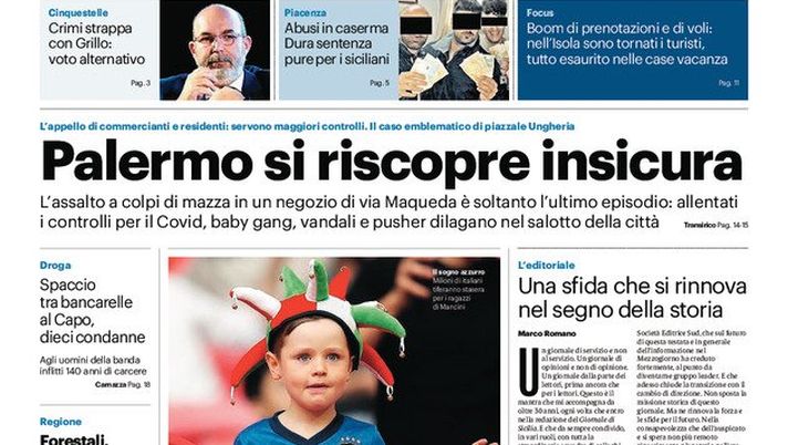 Prima Pagina, Giornale di Sicilia: &#8220;Cara Italia, sei desta? Londra non è lontana&#8221; 