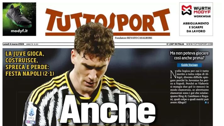 prima pagina tuttosport oggi