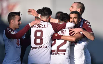  REGGIO NELL'EMILIA, ITALY - JANUARY 21: Joel Obi of Torino celebrates after scoring the opening goal during the serie A match between US Sassuolo and Torino FC at Mapei Stadium - Citta' del Tricolore on January 21, 2018 in Reggio nell'Emilia, Italy. (Photo by Tullio M. Puglia/Getty Images)