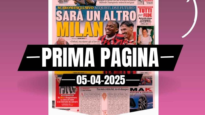 Prima pagina Gazzetta dello Sport: parla Scaroni. Sarà un altro Milan Prima pagina Gazzetta dello Sport: parla Scaroni. Sarà un altro Milan