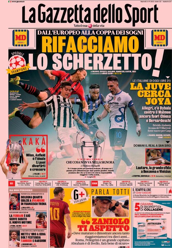 Prima Pagina, La Gazzetta dello Sport: “Rifacciamo lo scherzetto. La Juve cerca Joya”  Prima Pagina, La Gazzetta dello Sport: “Rifacciamo lo scherzetto. La Juve cerca Joya”