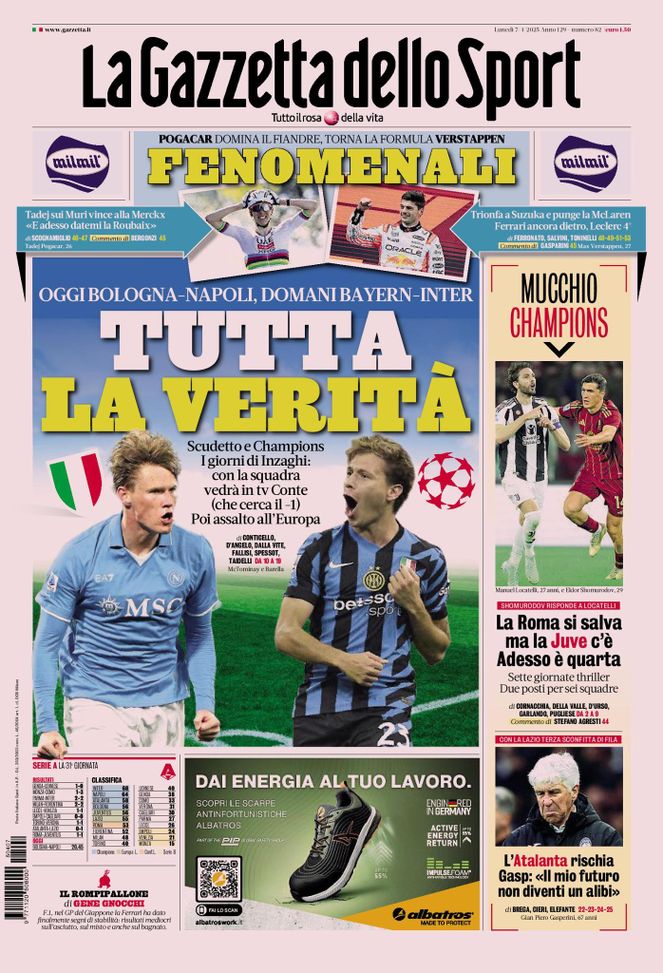 Prima Pagina Gazzetta dello Sport 07-04-2025