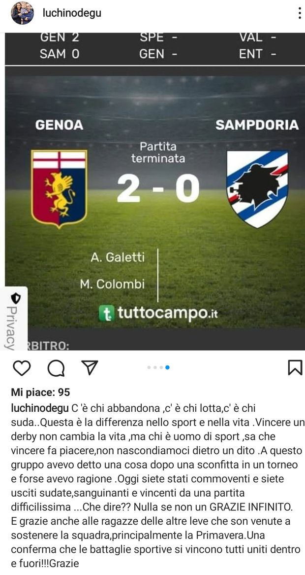 Femminile, “Siete commoventi”: il Genoa Under 17 vince il derby e il tecnico si scioglie- immagine 2
