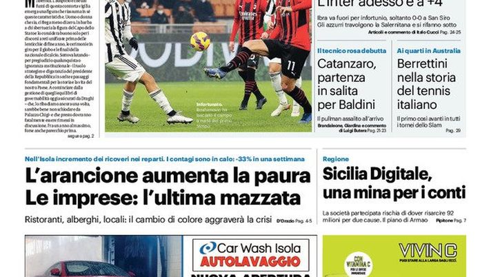 Prima Pagina, Giornale di Sicilia: “Catanzaro, partenza in salita per Baldini” - immagine 1
