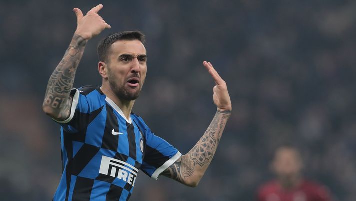 L'esultanza di Matias Vecino per il suo gol in Inter-Milan (credits: GETTY Images) 