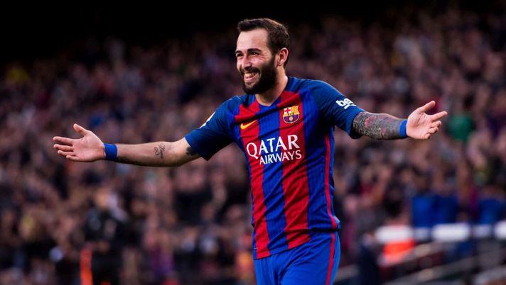 BARCELONA, SPAIN - FEBRUARY 04: Aleix Vidal of FC Barcelona celebrates after scoring his team's third goal during the La Liga match between FC Barcelona and Athletic Club at Camp Nou  stadium on February 4, 2017 in Barcelona, Spain. (Photo by Alex Caparros/Getty Images) 
