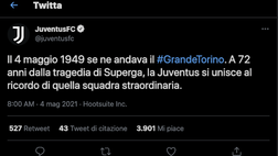 4 maggio, la Juventus sul Grande Torino: “Ci uniamo al ricordo di quella squadra straordinaria”